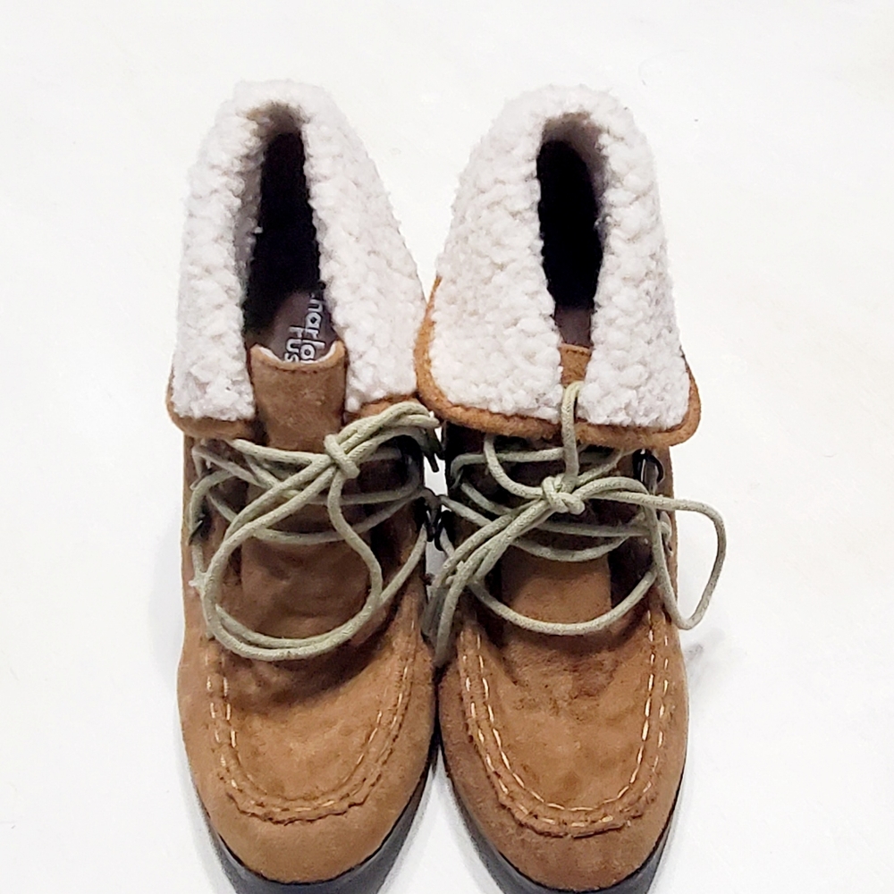 Charlotte Russe Suede Winter Heel Boots Size 8